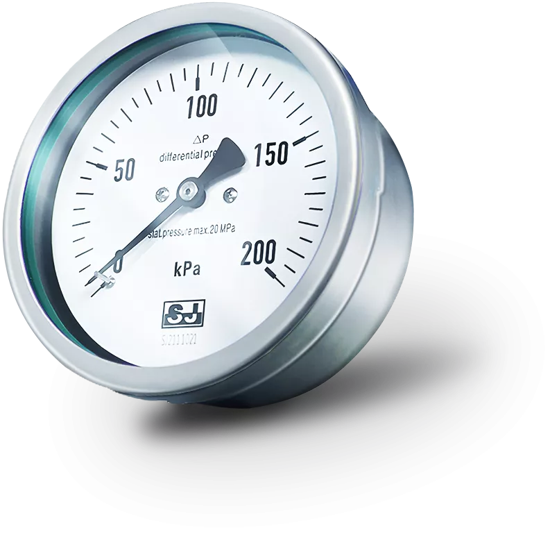 SJ Gauge analog differential pressure gauge with kPa scale