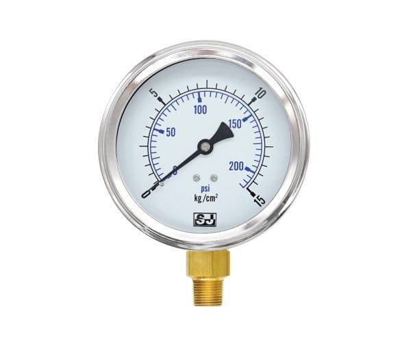 SJ Gauge industrial pressure instrument with stainless steel case