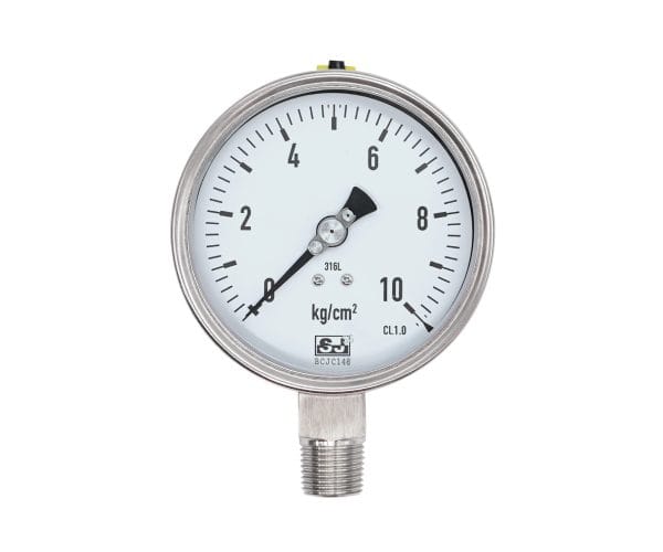 SJ Gauge stainless steel pressure gauge with laser-welded case