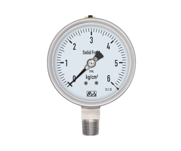 SJ Gauge PRSF safety pressure gauge with solid baffle wall