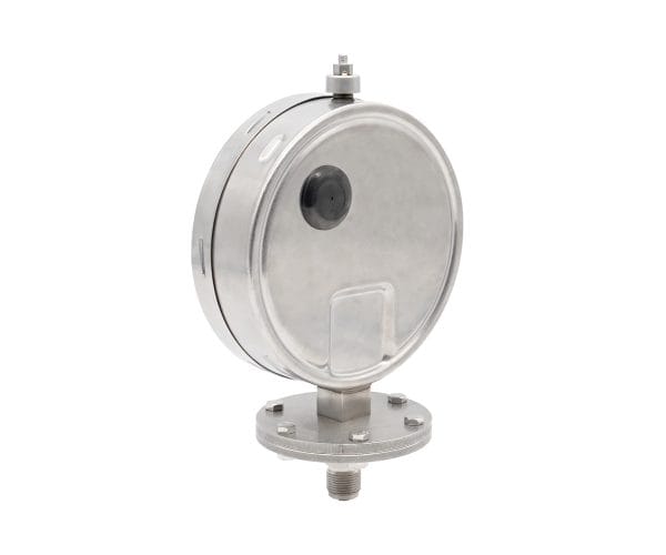Rear view of an SJ Gauge PRSSM-LD diaphragm pressure gauge