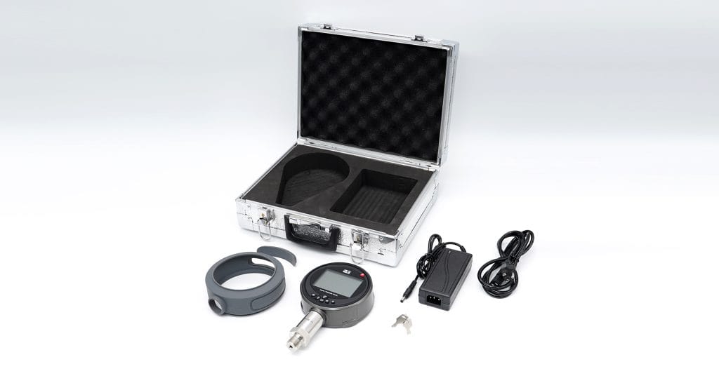 Digital pressure gauge with charger and protective box