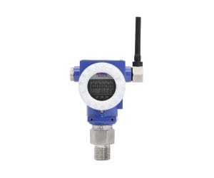 Front display of an SJ Gauge industrial wireless pressure sensor