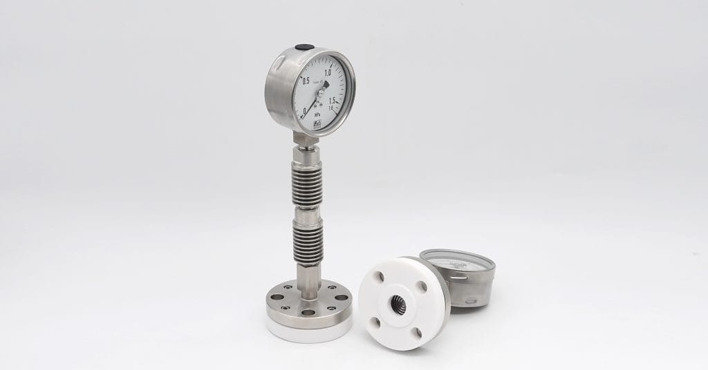 Remote diaphragm with double cooling for harsh acids