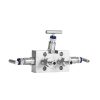 Rear view of the SJ Gauge MSFZ30 three-valve manifold