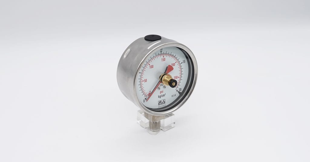Red drag pointer to record peak pressure values