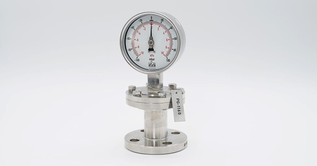 Full SS micro-pressure gauge with durable flange entry