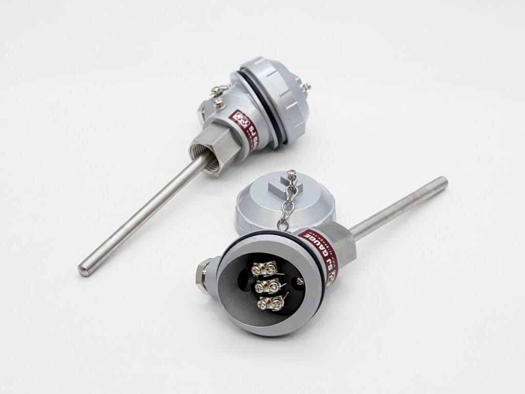 This KSC thermocouple features a weatherproof head and stainless steel probe for durable measurement
