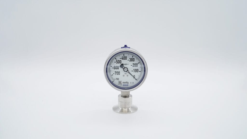 Sanitary diaphragm pressure gauge for hygienic process applications.