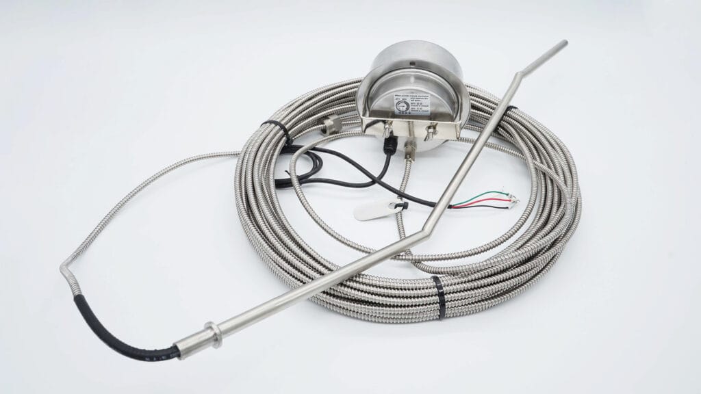 4" Gas Actuated Thermometer, Double-Bend Plain Stem
