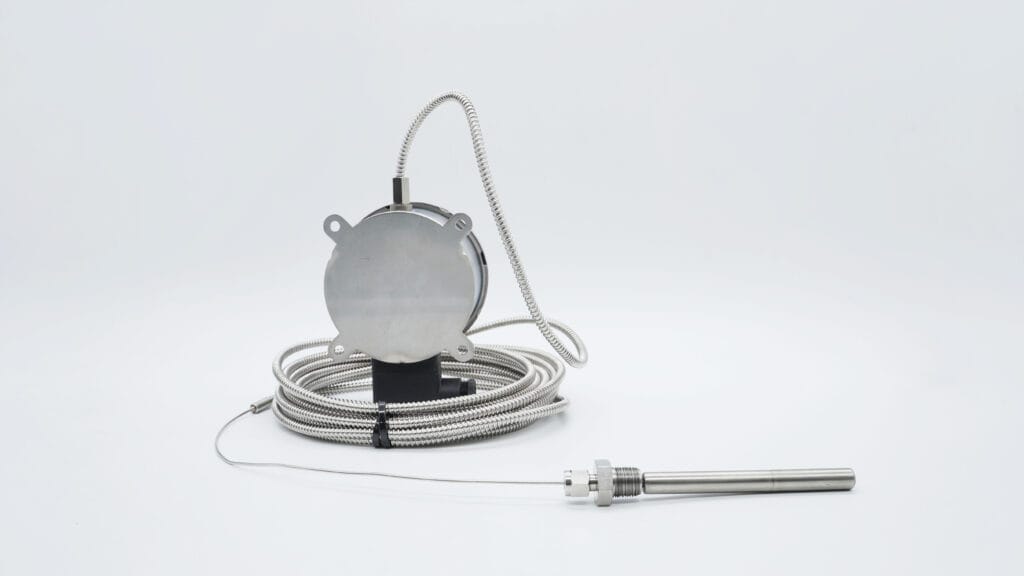 4" Gas Actuated Thermometer, Back Bracket with 4-Hole Mount, Custom Stem with Compression Fitting