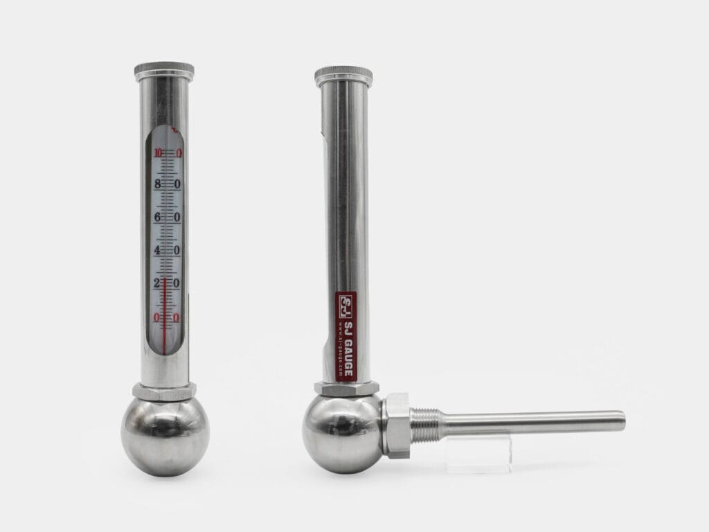 90 degree angle industrial thermometer