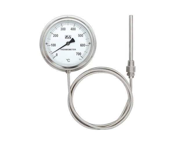 SJ Gauge industrial expansion thermometer with remote capillary sensor