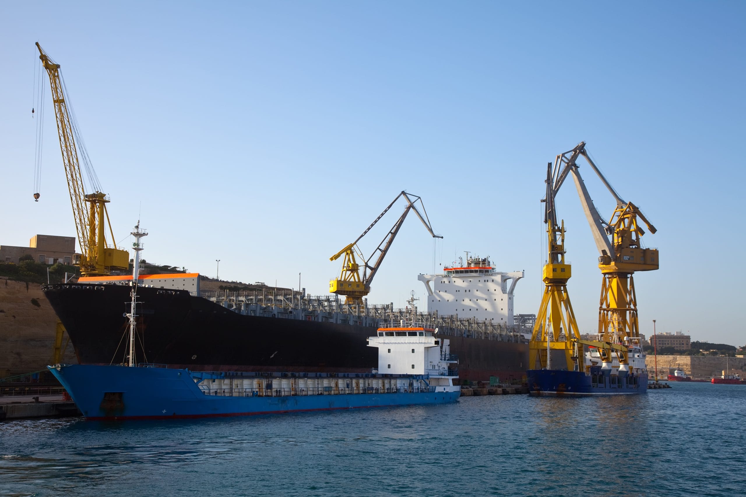Ship in dry dock during SJ Gauge thermometer modification project