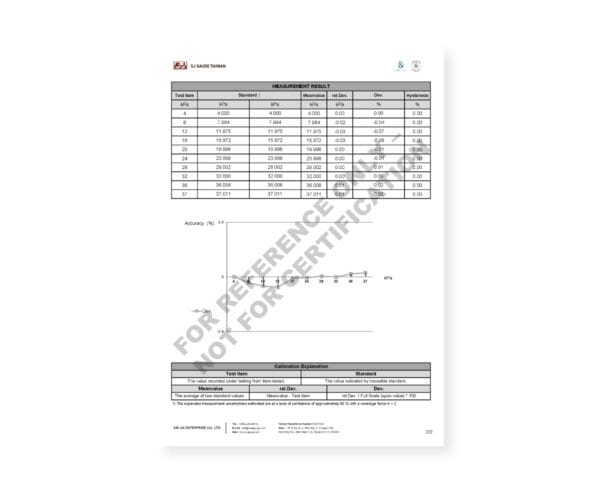 SJ Gauge pressure calibration setup with reference gauge