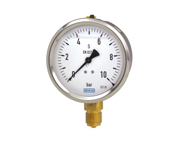 WIKA 213.53 liquid-filled pressure gauge with stainless steel case