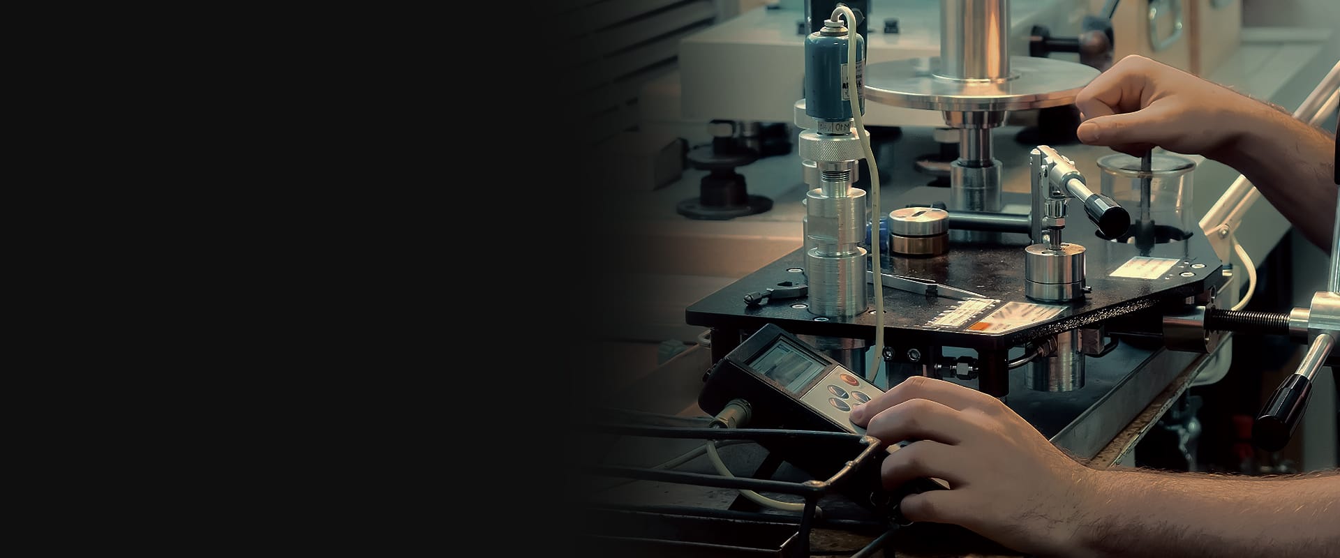 Technician manufacturing industrial measurement instruments