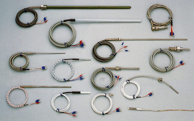 Assortment of industrial thermocouple and RTD temperature probes